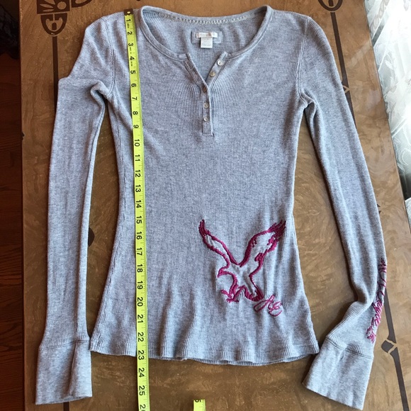 American Eagle AEO Long Sleeve Henley 💘 Small - Picture 6 of 8